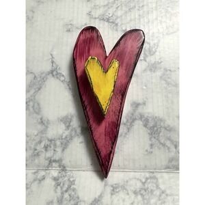 Tra-La-La Silvestri Demdaco Tracy Pesche 2014 3D Wooden Heart Wall Plaque Art